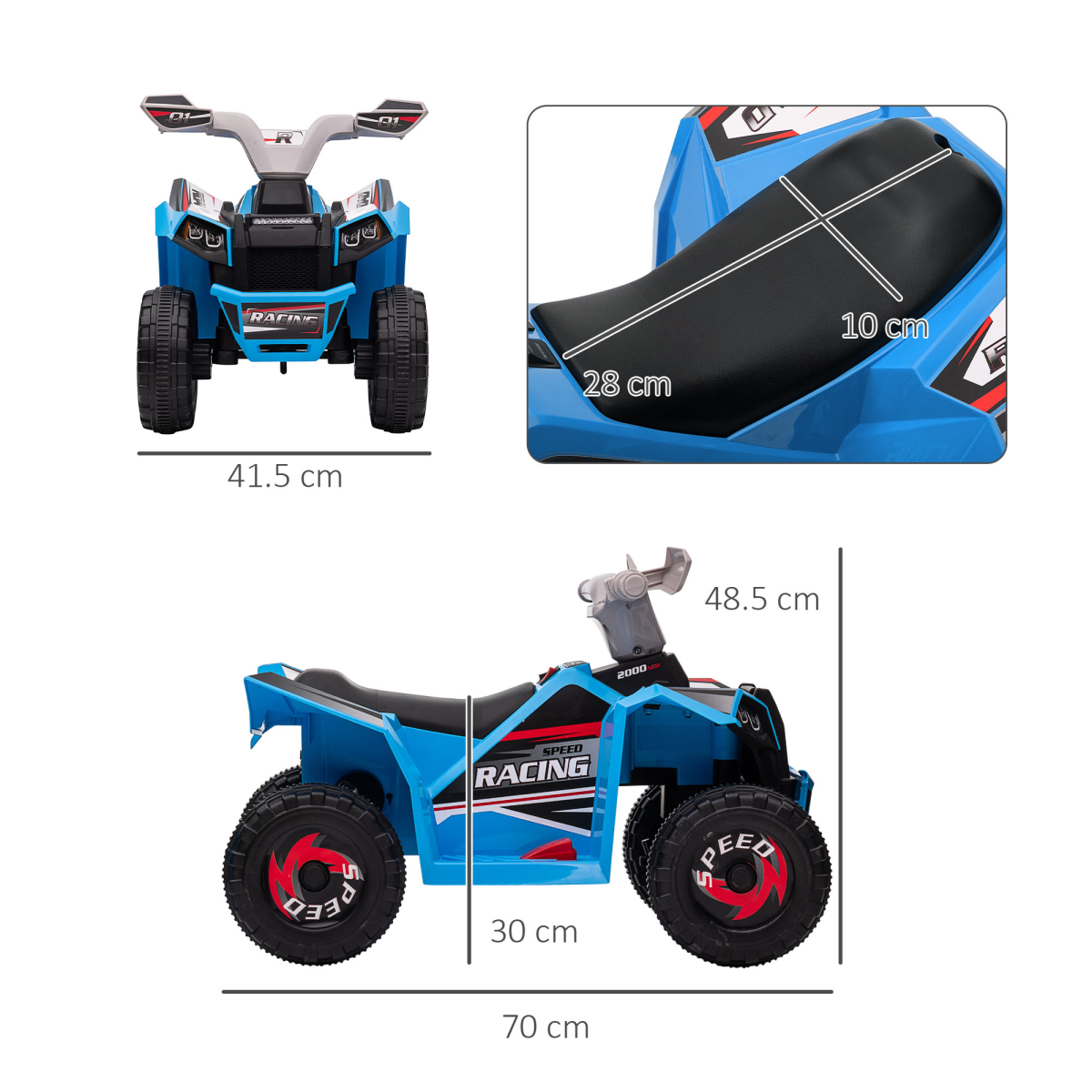 6V Kids Electric Ride-On Quad Bike - Blue