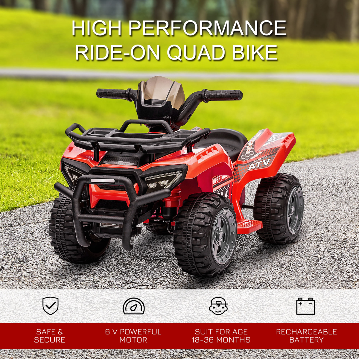 6V Kids Electric Ride on Quad Bike - RED