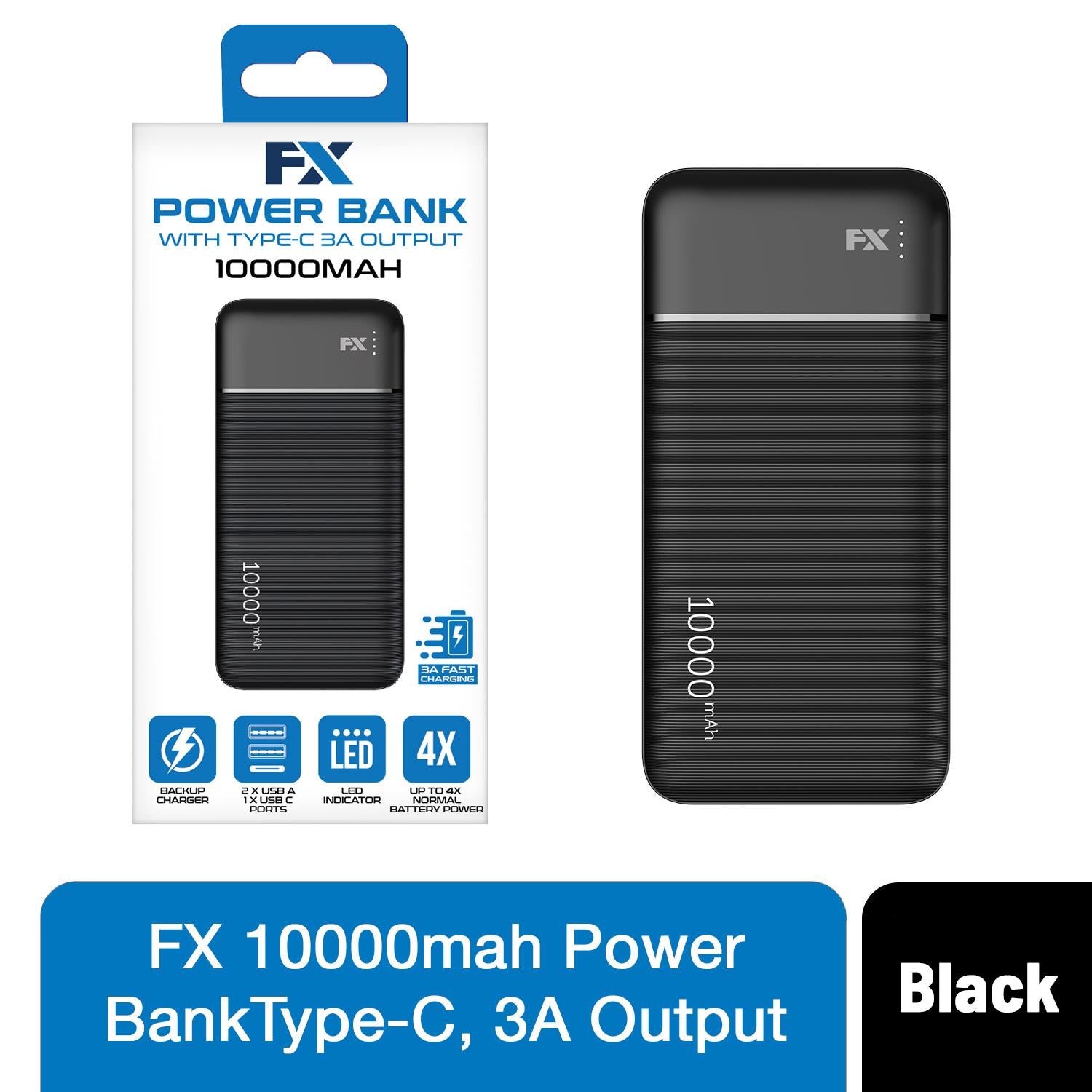 FX Powerbank with Type-C, 10,000 mAh